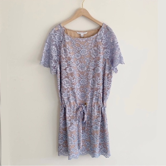 NWT Diane Von Furstenberg Amal Lace Mini Dress in Lilac Purple Size Large - Picture 4 of 13